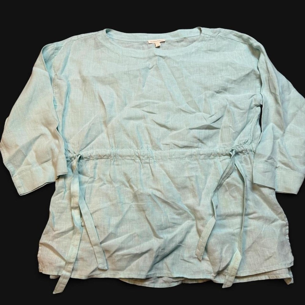 Eileen Fisher Capri Handkerchief Linen Bateu Neck 3/4 Sleeve Top size XS